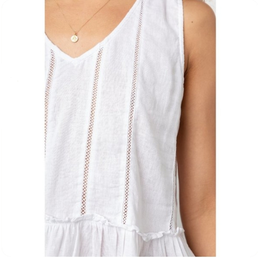 Rails Mira White Linen Blend Open-Embroidered Ruf… - image 3